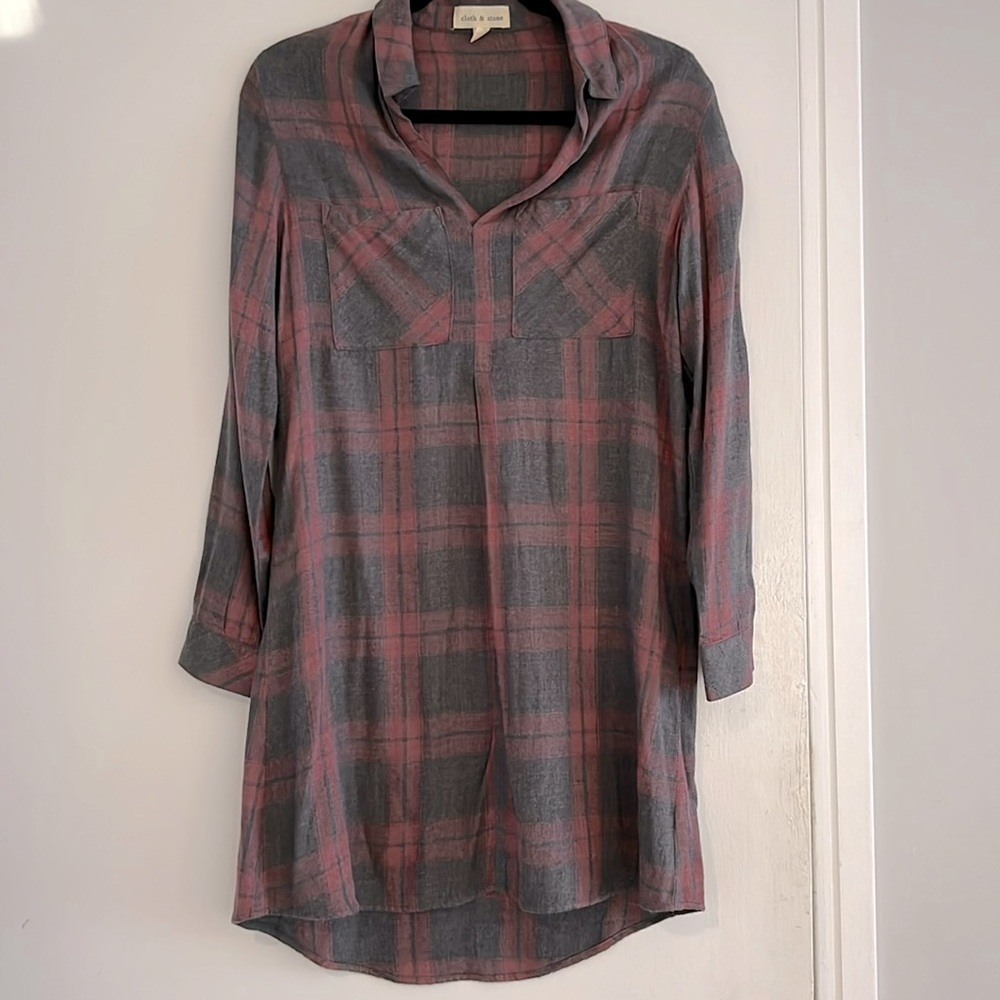 Cloth & Stone drapey plaid dress